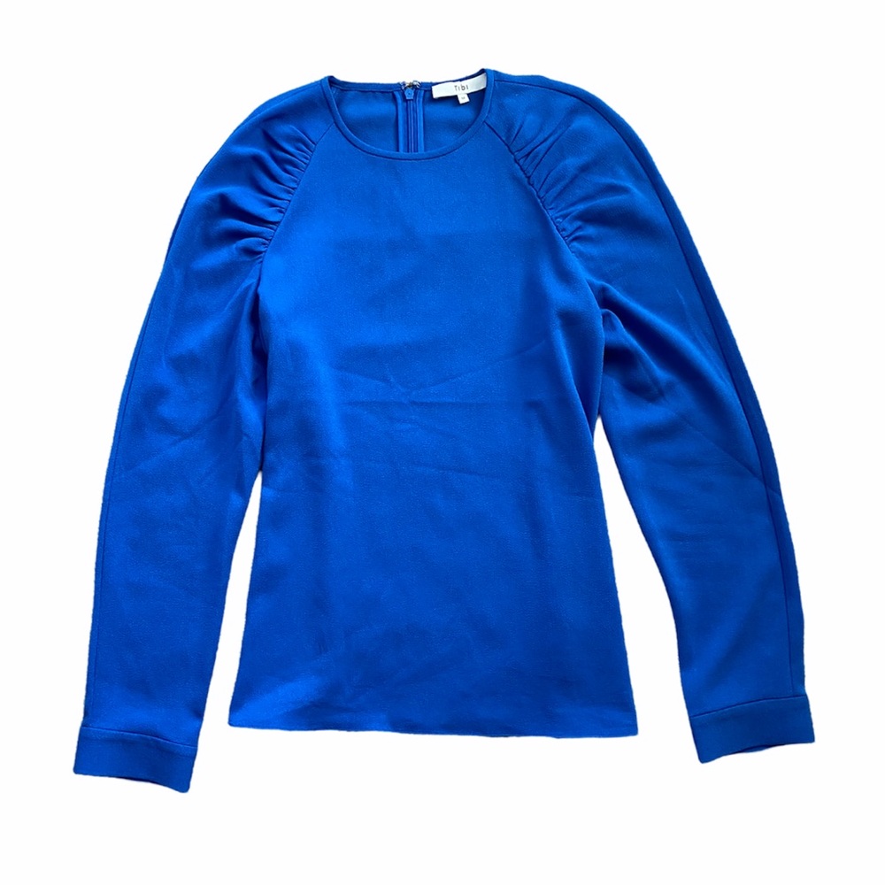 Tibi Royal Blue Long Sleeve Blouse